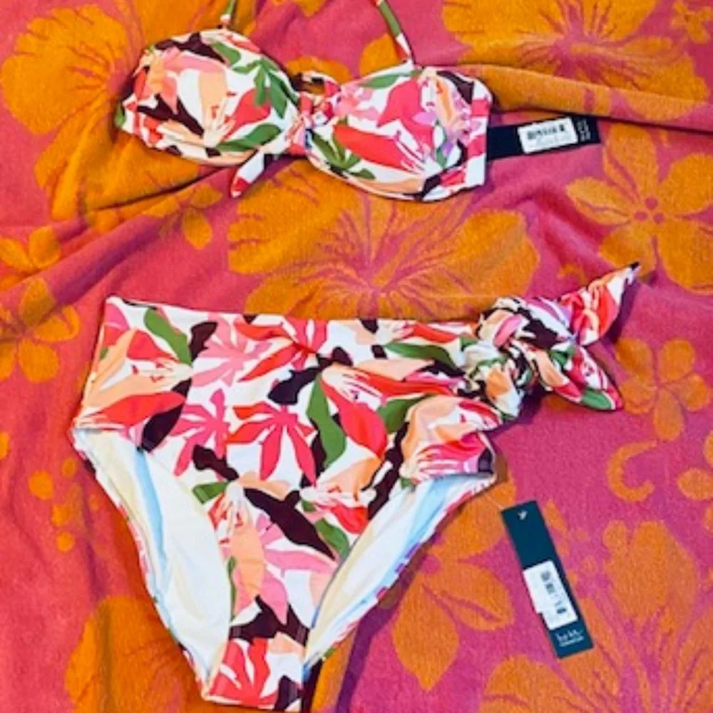 Nicole Miller Floral Bandeau Bikini Top - NWT